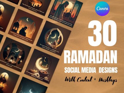 30x Illustrious Ramadan Social Media Designs + Content | Ramadan Social Media Content | Ramadan Instagram Canva Designs | Ramadan Templates