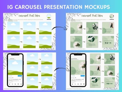Instagram Carousel Mockup | Carousel Feed Mockup | Instagram Carousel Feed Template | Instagram Carousel Layout Grid | Canva Carousel Grid